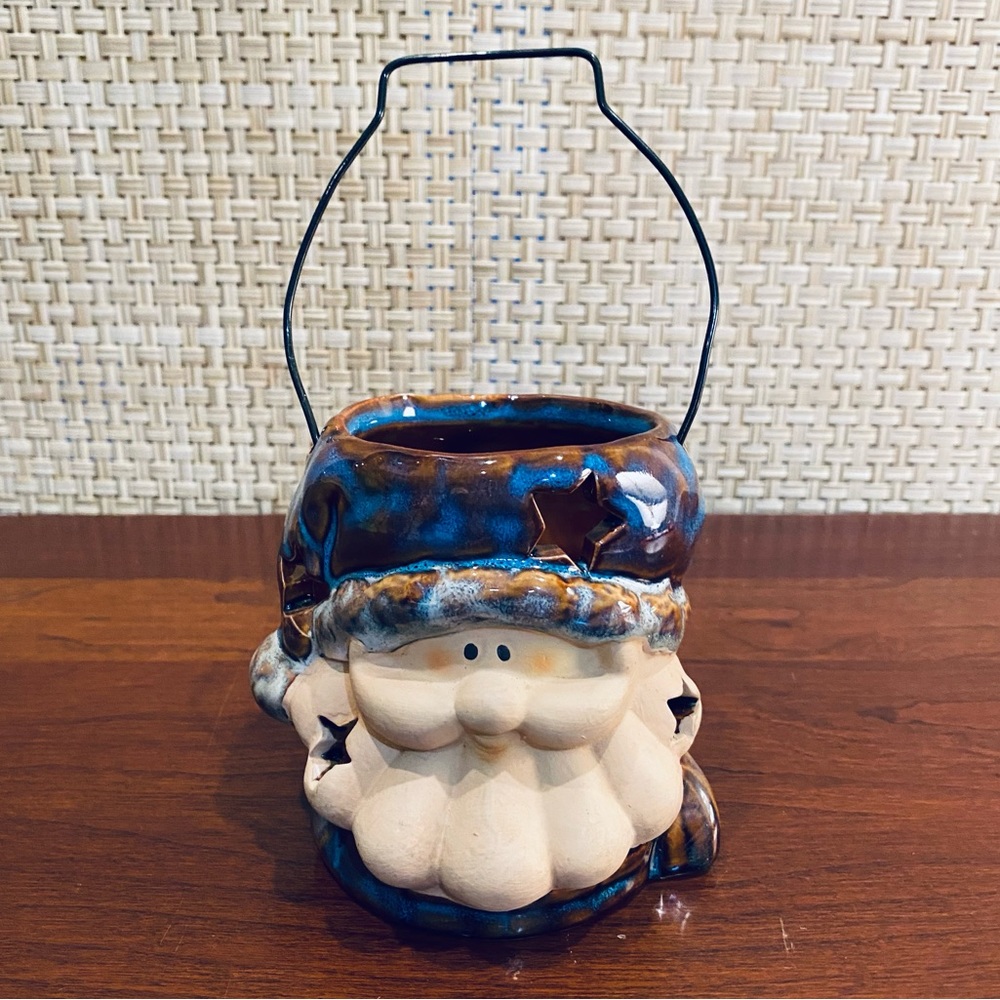 🎄Rustic Santa Ceramic Christmas Votive Candle Holder International Bazaar